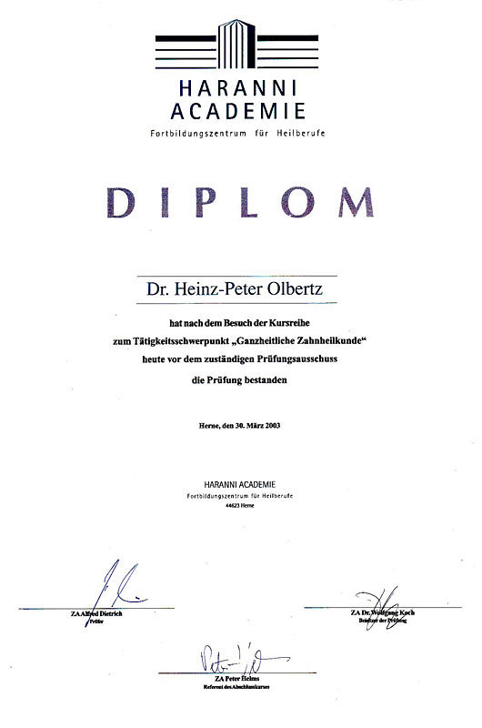 Diplom Dr. med. dent. Heinz-Peter Olbertz